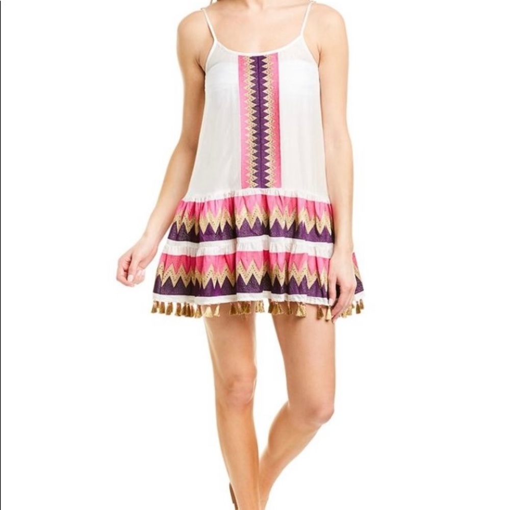 Taj by Sabrina Crippa tassel silk mini dress L NWT
